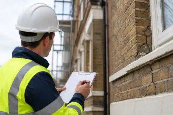 image of surveyor completing a schedule of condition Liverpool
